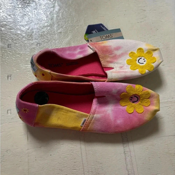 Toms Pink and Yellow Floral Flats - Picture 5 of 6